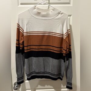 Striped Brown, Black, and Gray Sweater